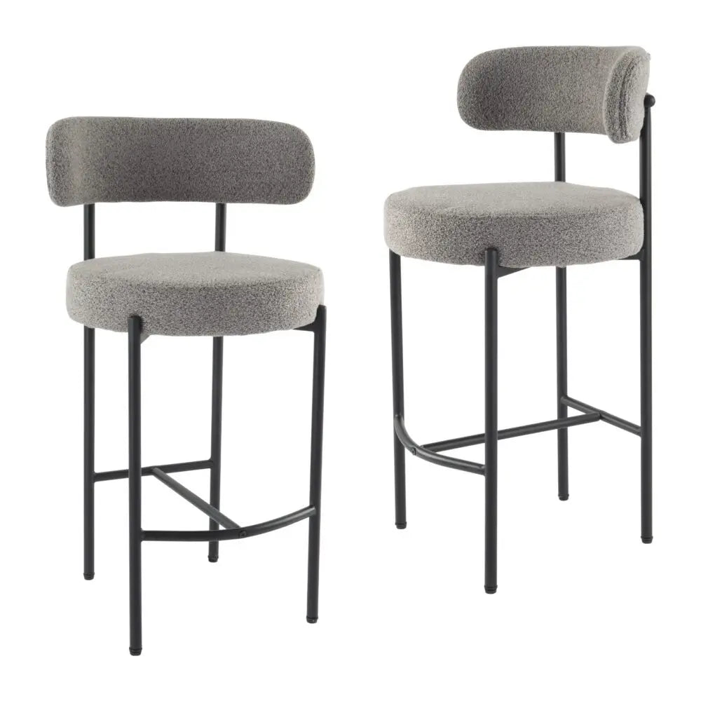 Contemporary Grey Boucle Elsa Low Bar Stools from Deals499 at Deals499