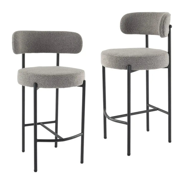 Contemporary Grey Boucle Elsa Low Bar Stools from Deals499 at Deals499