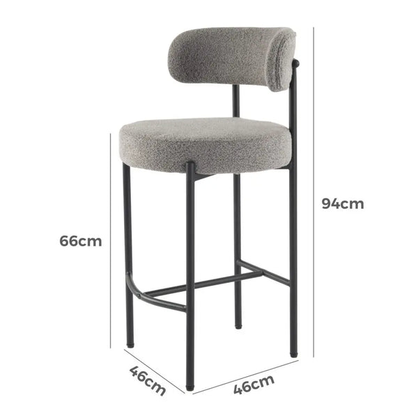 Contemporary Grey Boucle Elsa Low Bar Stools from Deals499 at Deals499