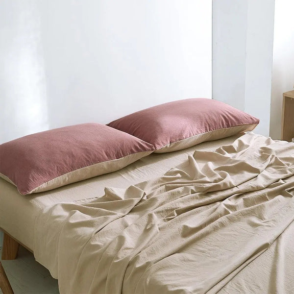 Cosy Club Sheet Set Cotton Sheets Single Red Beige Deals499