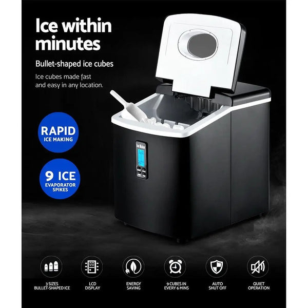 DEVANTI 3.2L Portable Ice Cube Maker Machine Benchtop Counter Black Deals499