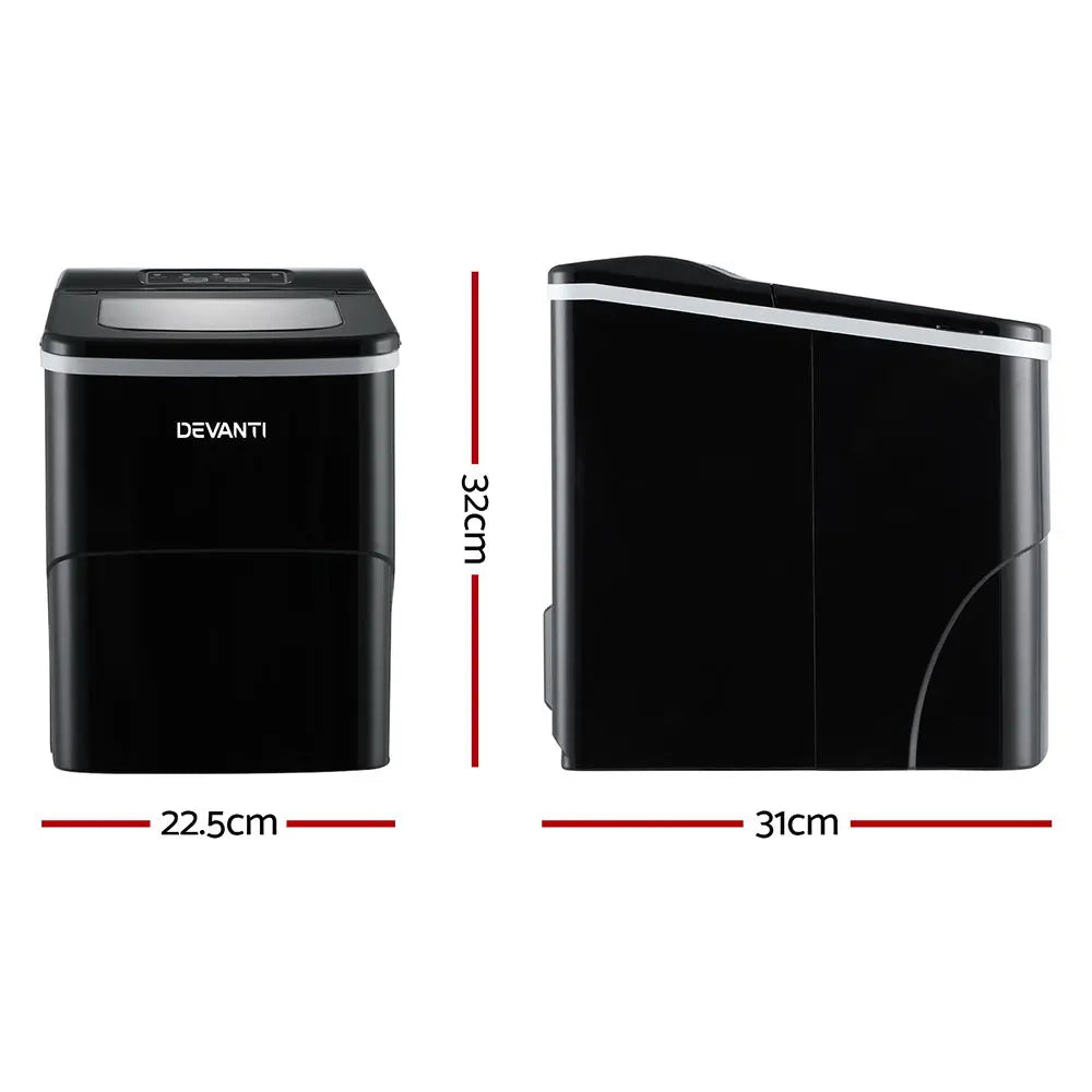 DEVANTi Portable Ice Cube Maker Machine 2L Home Bar Benchtop Easy Quick Black Deals499