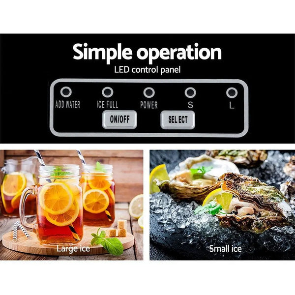 DEVANTi Portable Ice Cube Maker Machine 2L Home Bar Benchtop Easy Quick Black Deals499