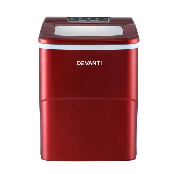 DEVANTi Portable Ice Cube Maker Machine 2L Home Bar Benchtop Easy Quick Red Deals499