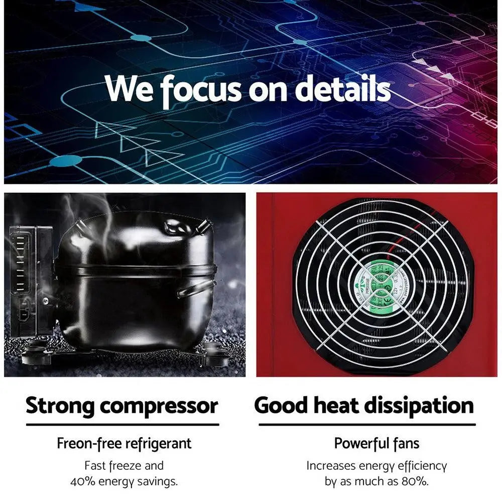 DEVANTi Portable Ice Cube Maker Machine 2L Home Bar Benchtop Easy Quick Red Deals499