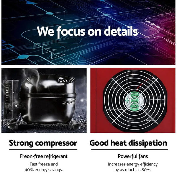 DEVANTi Portable Ice Cube Maker Machine 2L Home Bar Benchtop Easy Quick Red Deals499