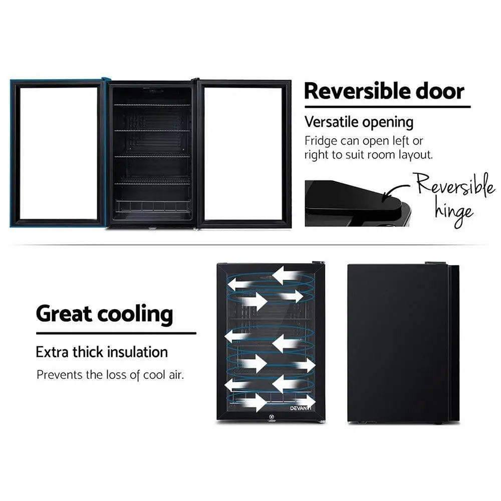Devanti 115L Bar Fridge Glass Door Mini Freezer Fridges Countertop Beverage Commercial Deals499