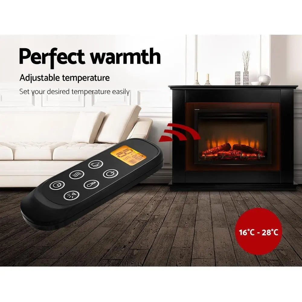 Devanti 2000W Electric Fireplace Mantle Portable Fire Log Wood Heater 3D Flame Effect Black Deals499