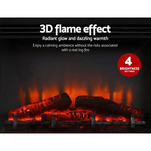 Devanti 2000W Electric Fireplace Mantle Portable Fire Log Wood Heater 3D Flame Effect Black Deals499