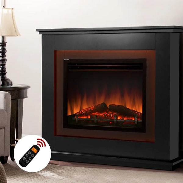 Devanti 2000W Electric Fireplace Mantle Portable Fire Log Wood Heater 3D Flame Effect Black Deals499
