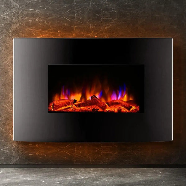 Devanti 2000W Wall Mounted Electric Fireplace Fire Log Wood Heater Realistic Flame Deals499