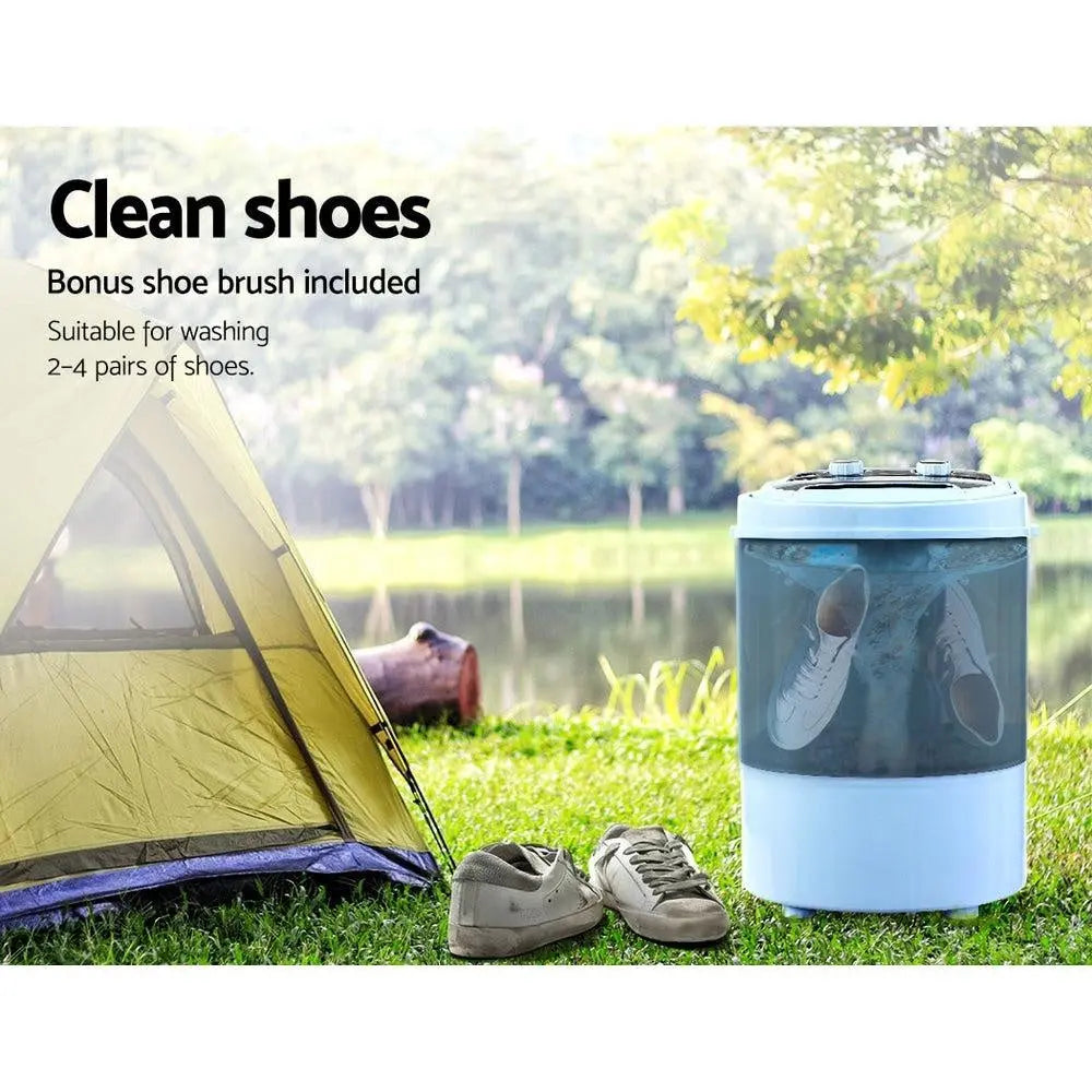 Devanti 3KG Mini Portable Washing Machine Shoes Wash Top Load Spin Camp Caravan Deals499