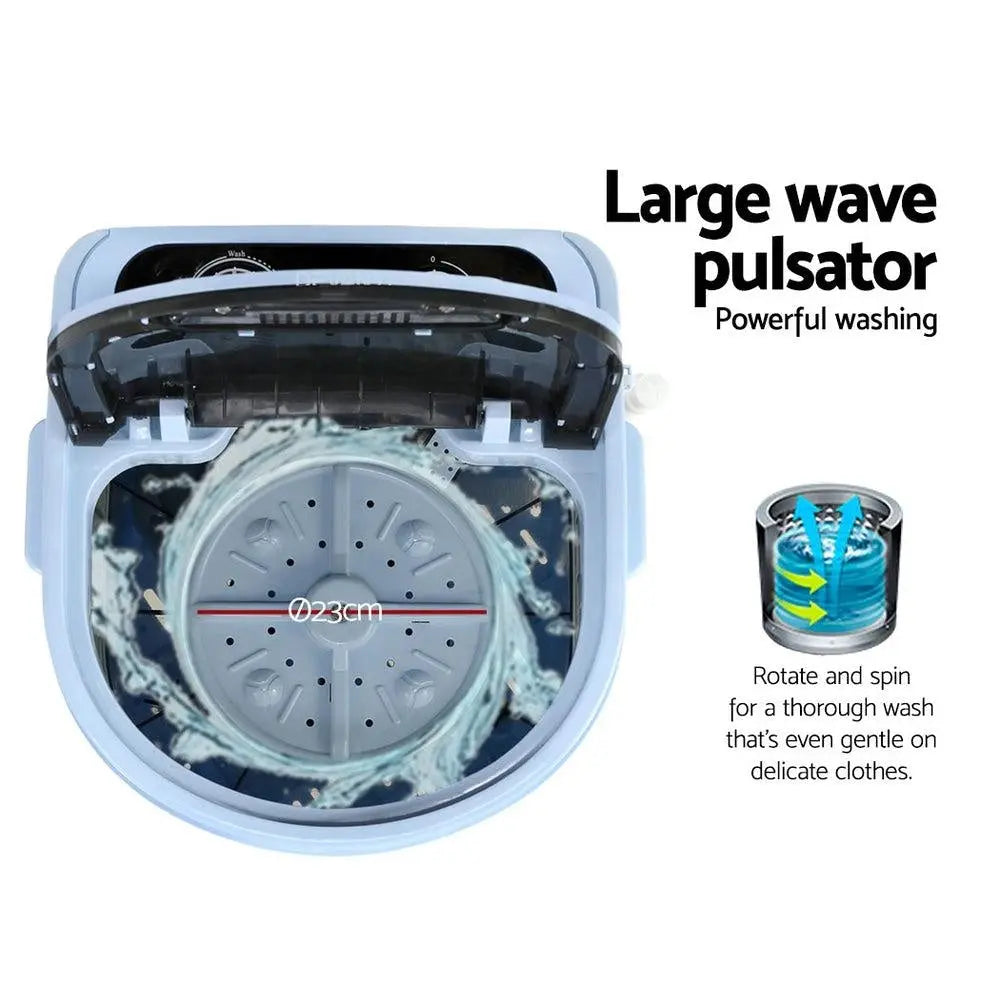 Devanti 3KG Mini Portable Washing Machine Shoes Wash Top Load Spin Camp Caravan Deals499