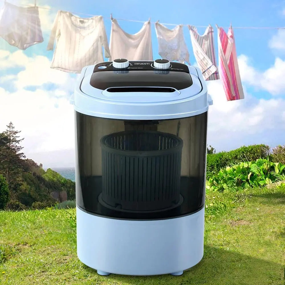 Devanti 3KG Mini Portable Washing Machine Shoes Wash Top Load Spin Camp Caravan Deals499