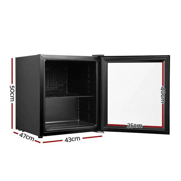Devanti 46L Glass Door Bar Fridge Mini Countertop Freezer Fridges Bottle Cooler Deals499
