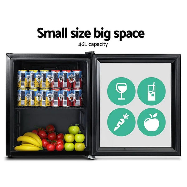 Devanti 46L Glass Door Bar Fridge Mini Countertop Freezer Fridges Bottle Cooler Deals499
