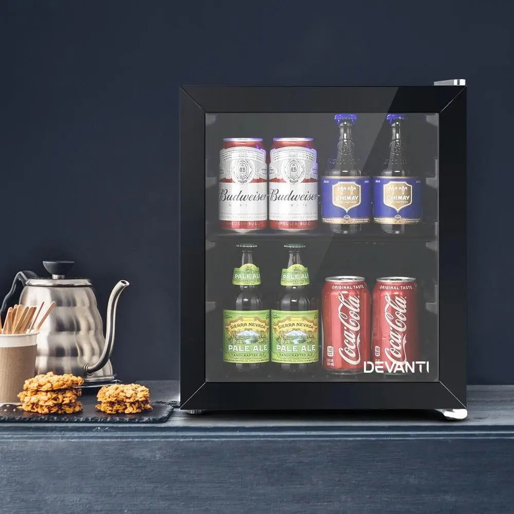 Devanti 46L Glass Door Bar Fridge Mini Countertop Freezer Fridges Bottle Cooler Deals499