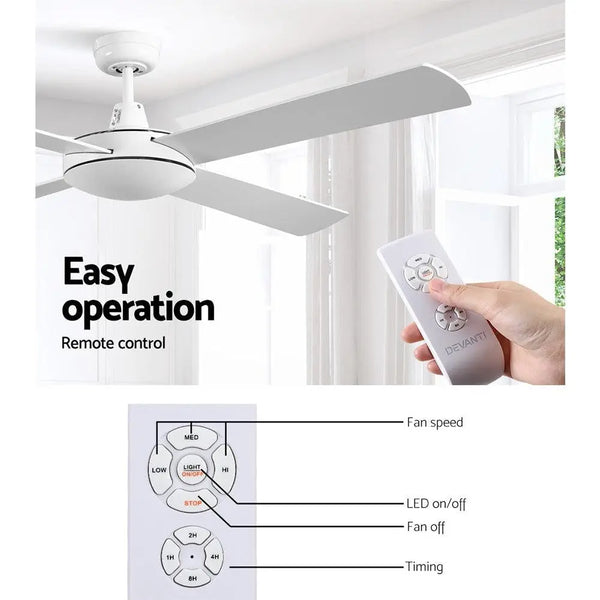 Devanti 52'' Ceiling Fan w/Remote - White Deals499