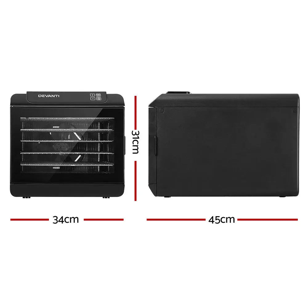 Devanti 6 Tray Food Dehydrators Commercial Beef Jerky Maker Fruit Dryer Black Deals499