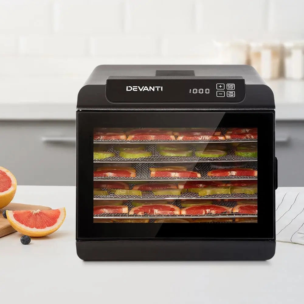 Devanti 6 Tray Food Dehydrators Commercial Beef Jerky Maker Fruit Dryer Black Deals499