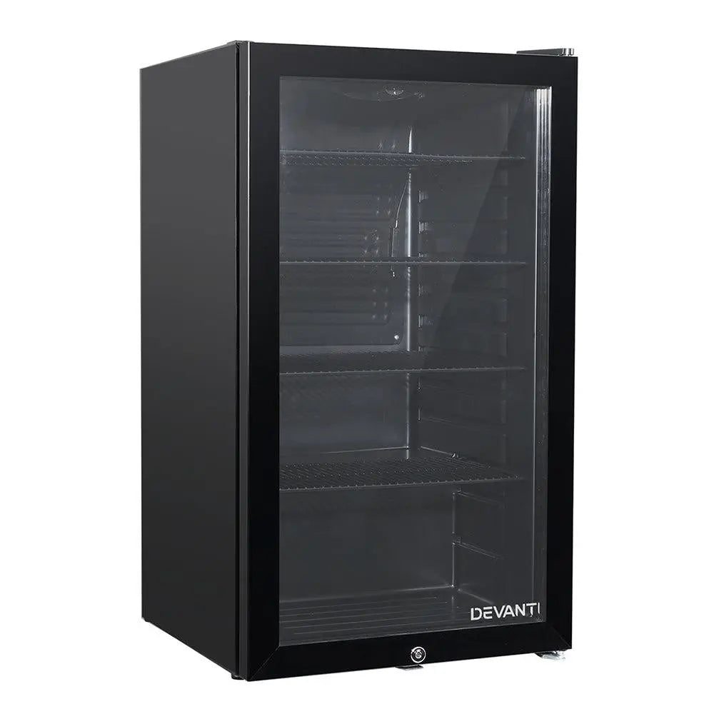 Devanti 98L Bar Fridge Glass Door Mini Freezer Fridges Countertop Beverage Commercial Deals499