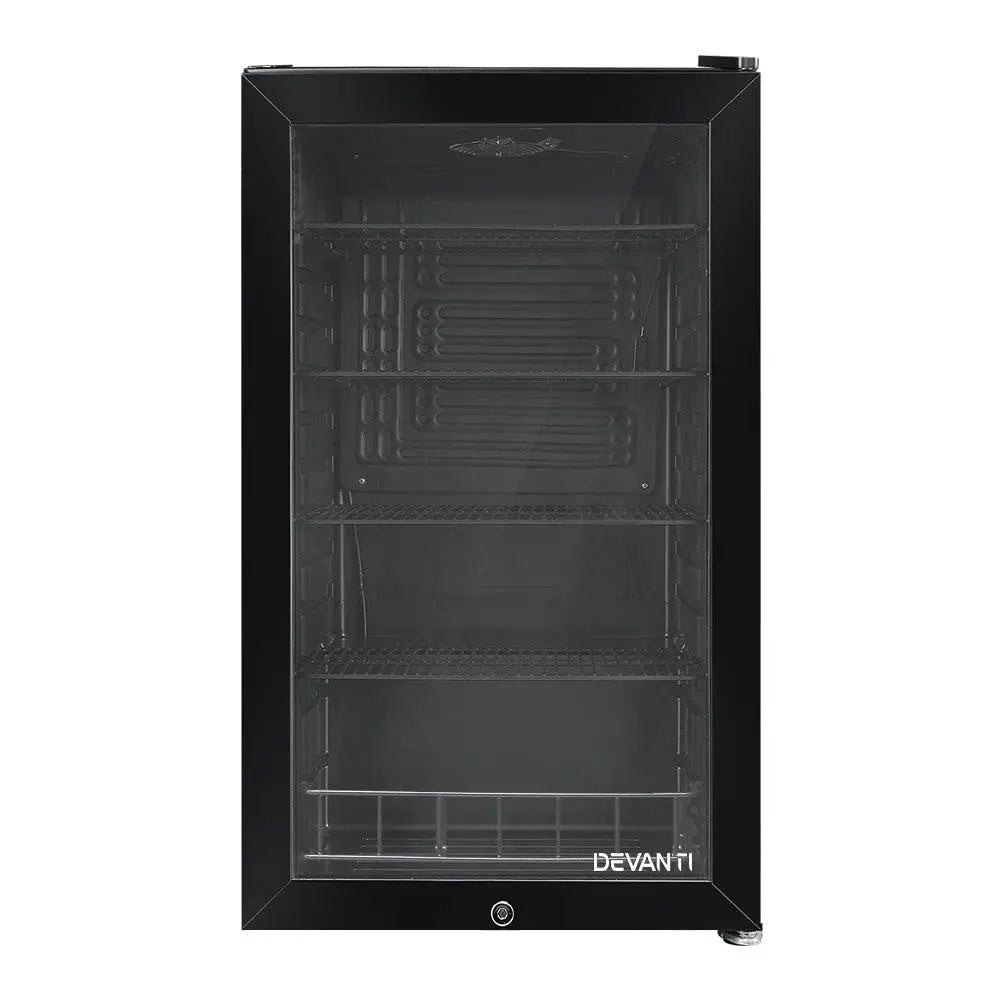 Devanti 98L Bar Fridge Glass Door Mini Freezer Fridges Countertop Beverage Commercial Deals499