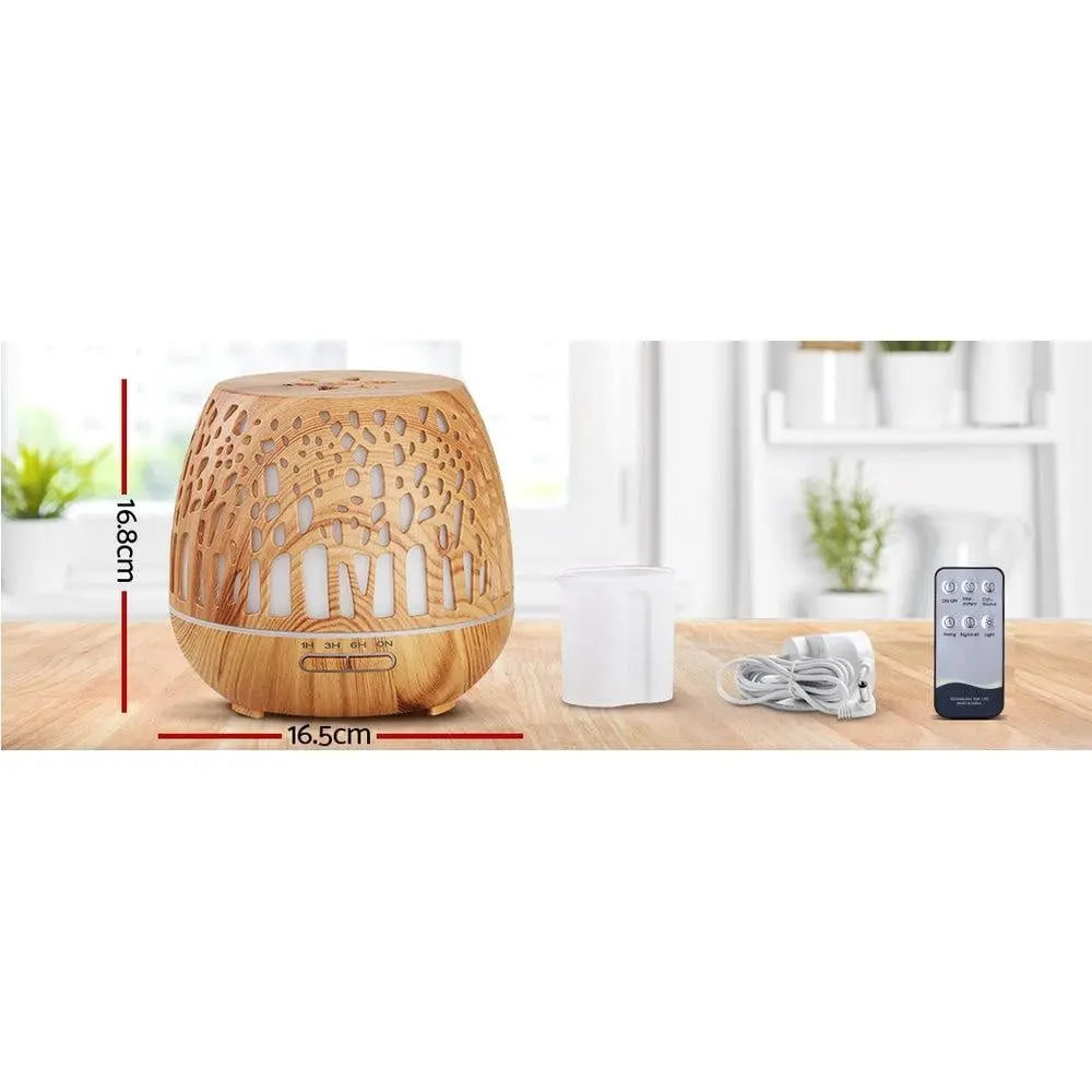 Devanti Aroma Diffuser Aromatherapy Humidifier Essential Oil Ultrasonic Cool Mist Wood Grain Remote Control 400ml Deals499