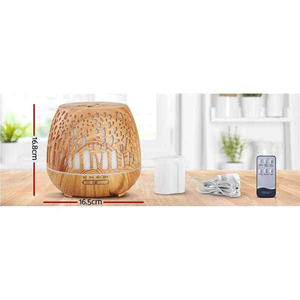 Devanti Aroma Diffuser Aromatherapy Humidifier Essential Oil Ultrasonic Cool Mist Wood Grain Remote Control 400ml Deals499