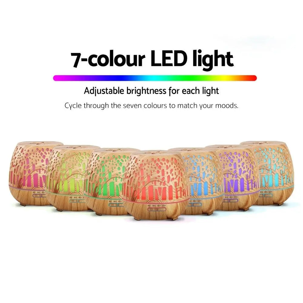 Devanti Aroma Diffuser Aromatherapy Humidifier Essential Oil Ultrasonic Cool Mist Wood Grain Remote Control 400ml Deals499