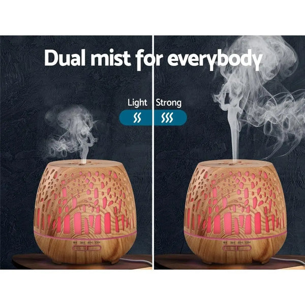 Devanti Aroma Diffuser Aromatherapy Humidifier Essential Oil Ultrasonic Cool Mist Wood Grain Remote Control 400ml Deals499