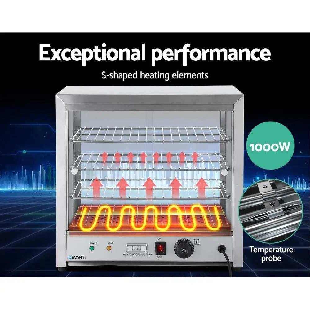 Devanti Commercial Food Warmer Pie Hot Display Showcase Cabinet Stainless Steel Deals499
