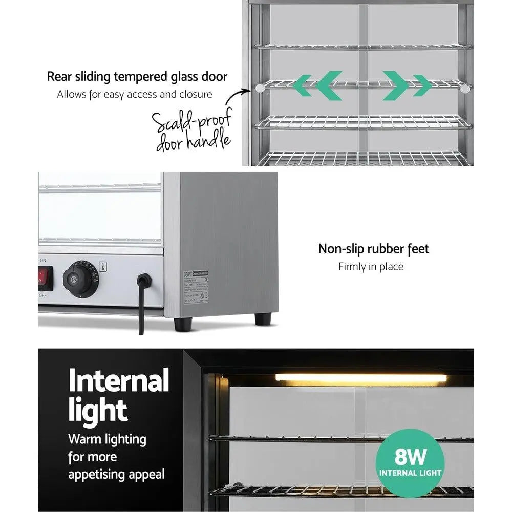 Devanti Commercial Food Warmer Pie Hot Display Showcase Cabinet Stainless Steel Deals499