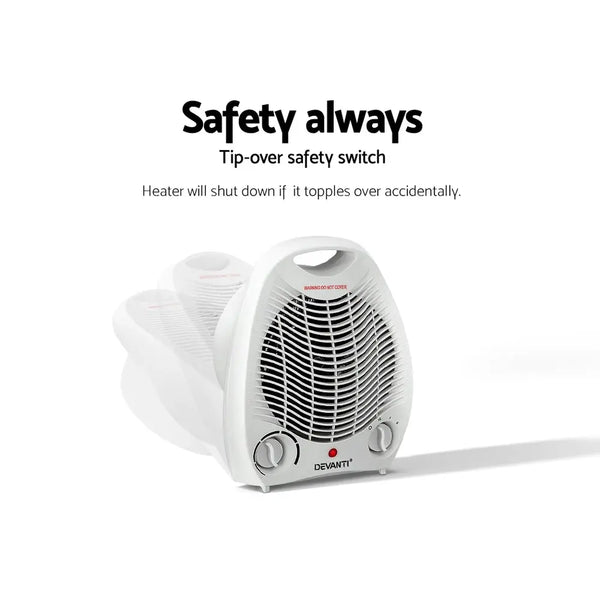 Devanti Electric Fan Heater Portable Room Office Heaters Hot Cool Wind 2000W Deals499