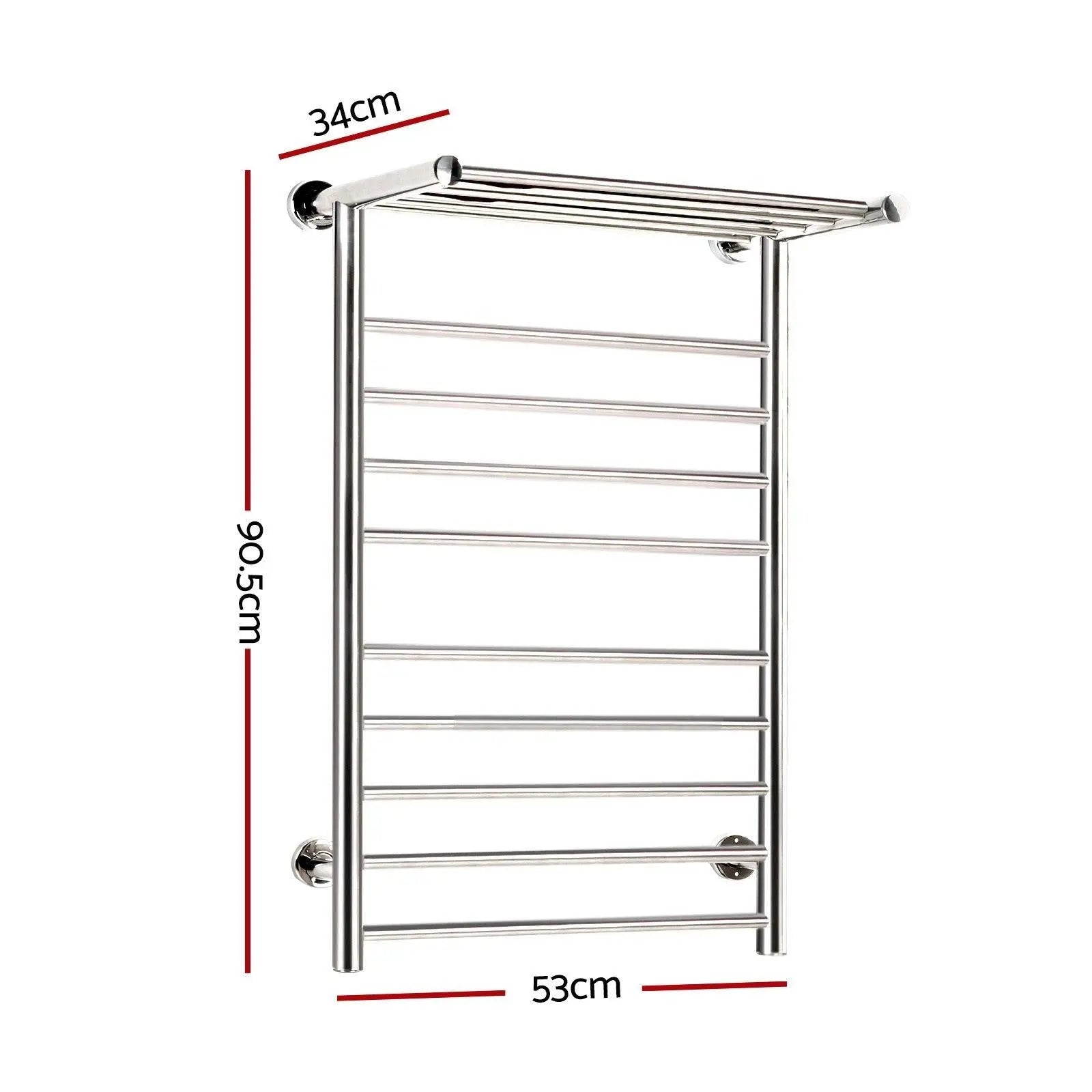 Devanti Electric Heated Towel Rail Warmer Heater Rails Rack Wall Mounted 14 Bar Deals499