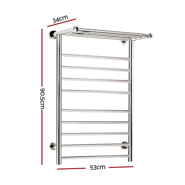 Devanti Electric Heated Towel Rail Warmer Heater Rails Rack Wall Mounted 14 Bar Deals499