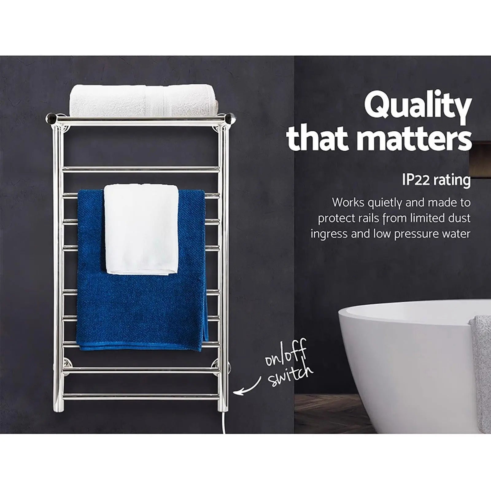 Devanti Electric Heated Towel Rail Warmer Heater Rails Rack Wall Mounted 14 Bar Deals499
