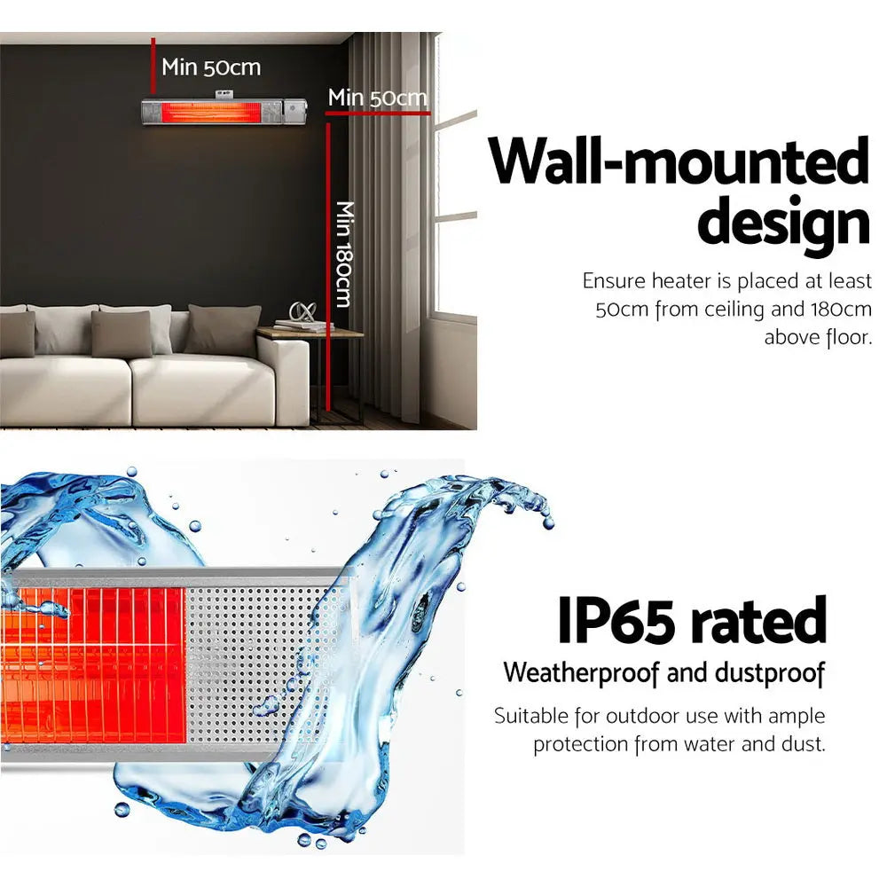 Devanti Electric Infrared Strip Heater Radiant Heaters Reamote control 2000W from Deals499 at Deals499