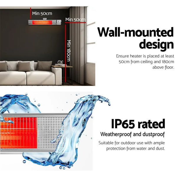 Devanti Electric Infrared Strip Heater Radiant Heaters Reamote control 2000W from Deals499 at Deals499