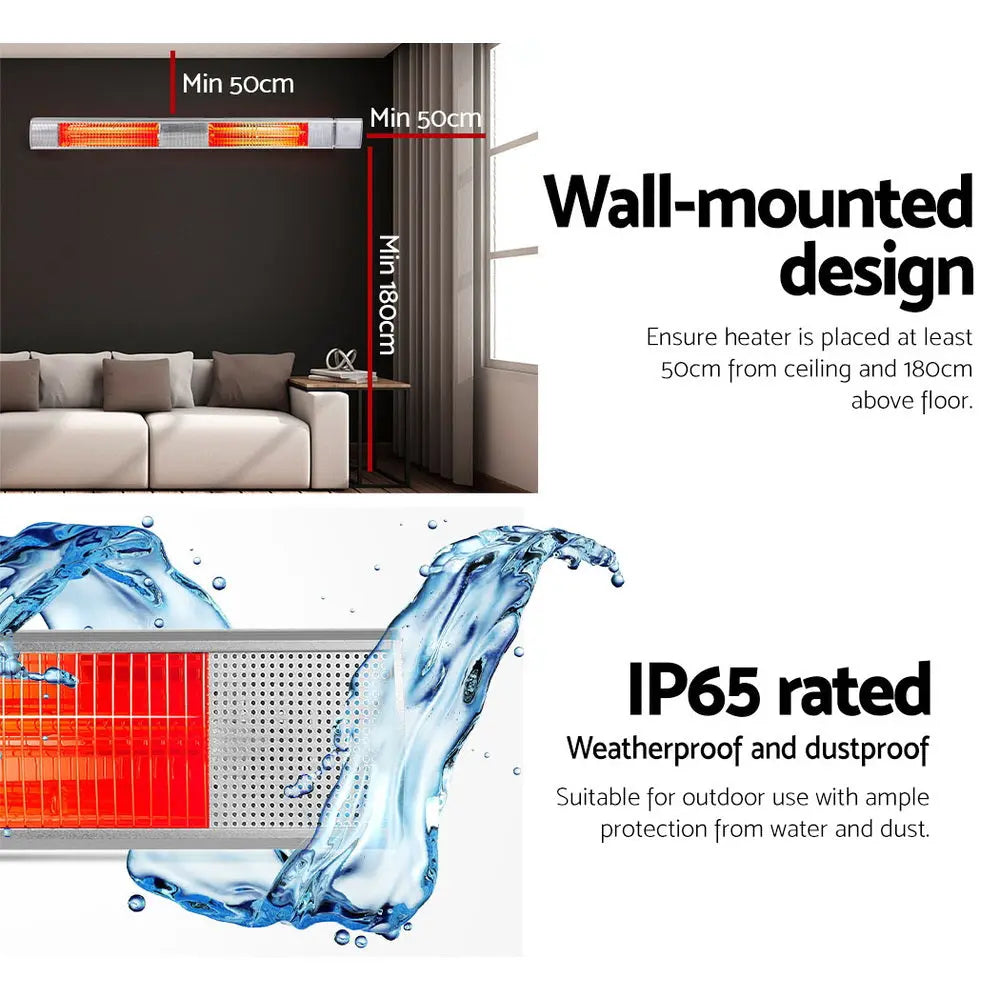 Devanti Electric Infrared Strip Heater Radiant Heaters Reamote control 3000W from Deals499 at Deals499