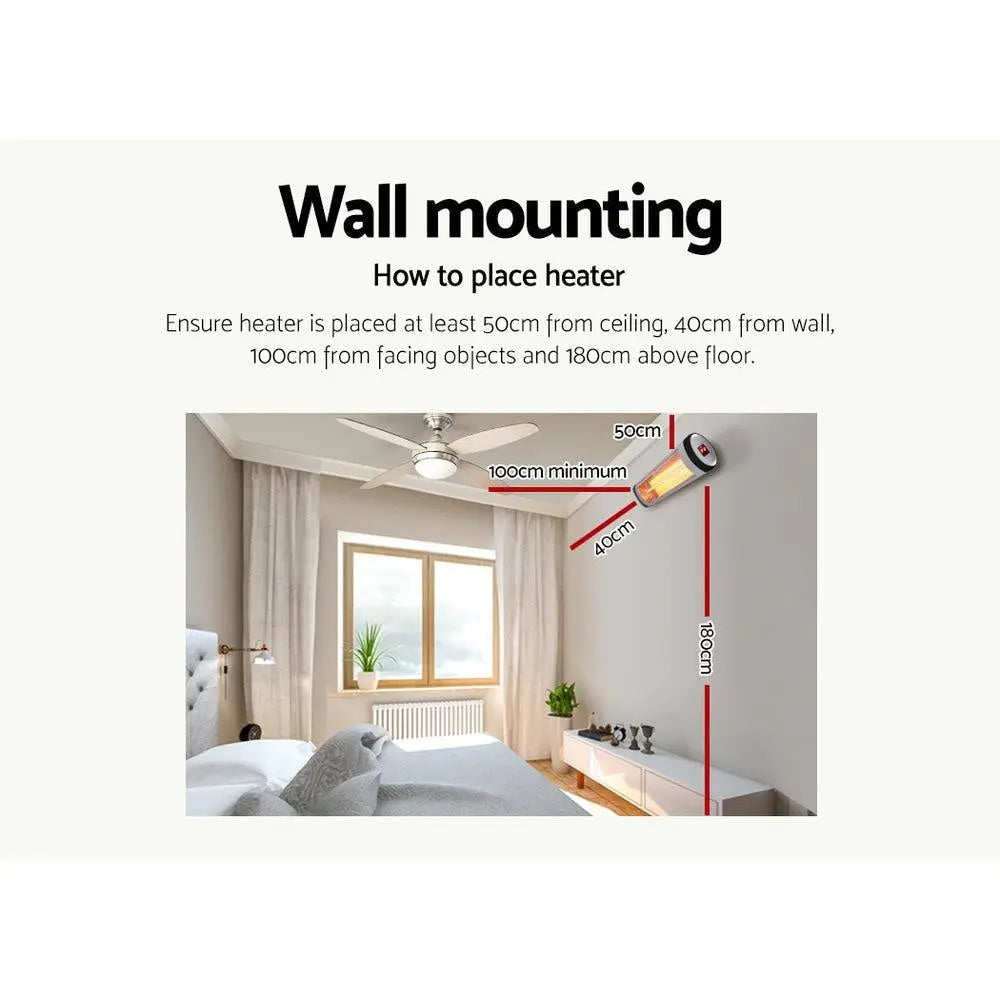 Devanti Electric Radiant Heater Patio Strip Heaters Infrared Indoor Outdoor Patio Remote Control 2000W Deals499