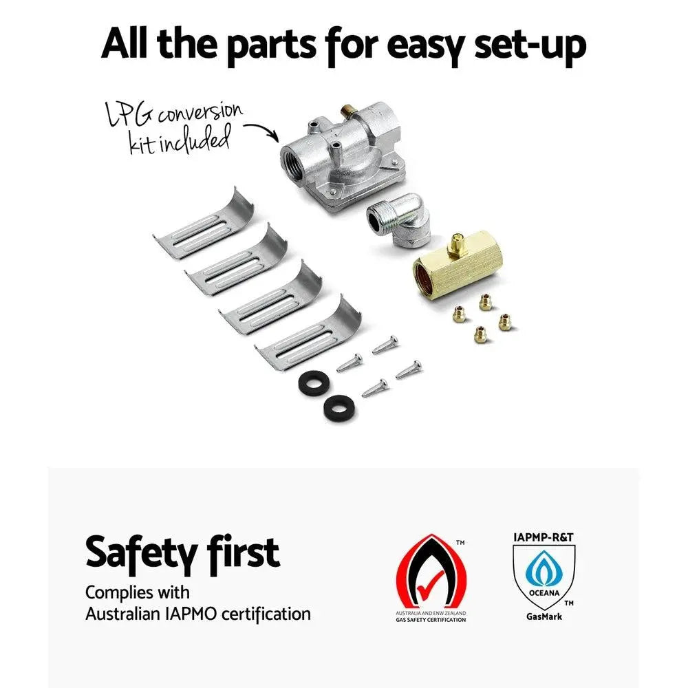 Devanti Gas Cooktop 60cm Gas Stove Cooker 4 Burner Cook Top Konbs NG LPG Steel Deals499