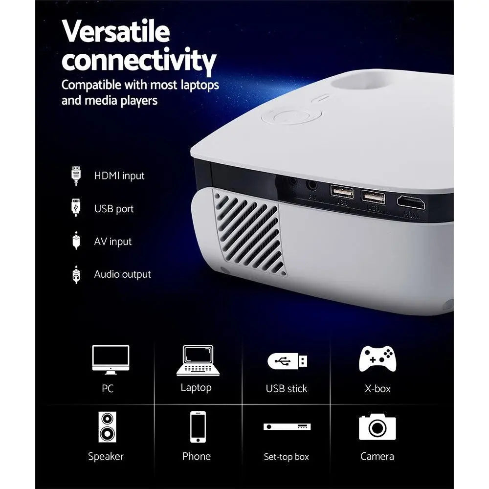 Devanti Mini Video Projector Wifi USB HDMI Portable 2000 Lumens HD 1080P Home Theater White Deals499