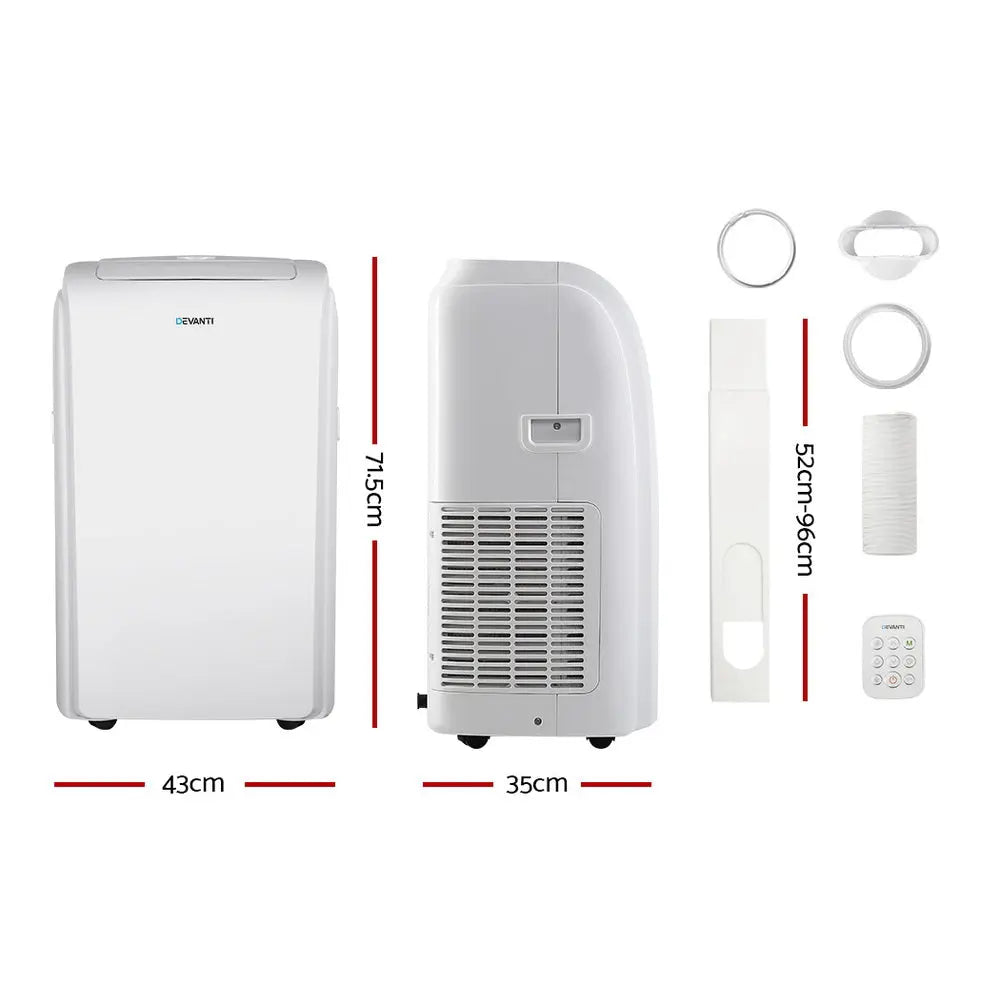 Devanti Portable Air Conditioner Cooling Mobile Fan Cooler Remote Window Kit White 3300W Deals499
