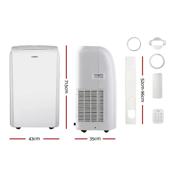 Devanti Portable Air Conditioner Cooling Mobile Fan Cooler Remote Window Kit White 3300W Deals499