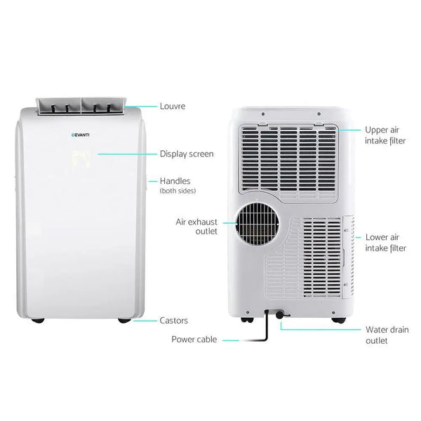 Devanti Portable Air Conditioner Cooling Mobile Fan Cooler Remote Window Kit White 3300W Deals499