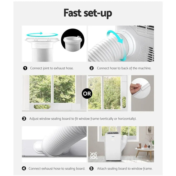 Devanti Portable Air Conditioner Cooling Mobile Fan Cooler Remote Window Kit White 3300W Deals499