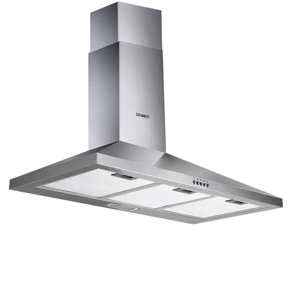 Devanti Range Hood 90cm 900mm Kitchen Canopy Stainless Steel Rangehood Wall Mount Deals499