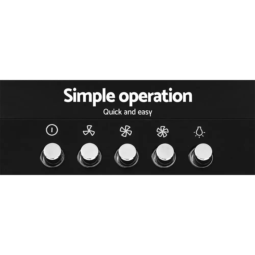 Devanti Range Hood Rangehood 90cm 900mm Kitchen Canopy LED Light Wall Mount Black Deals499