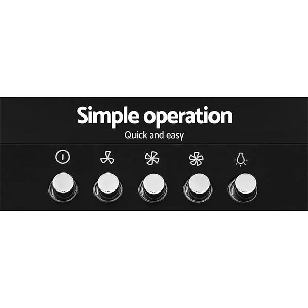 Devanti Range Hood Rangehood 90cm 900mm Kitchen Canopy LED Light Wall Mount Black Deals499