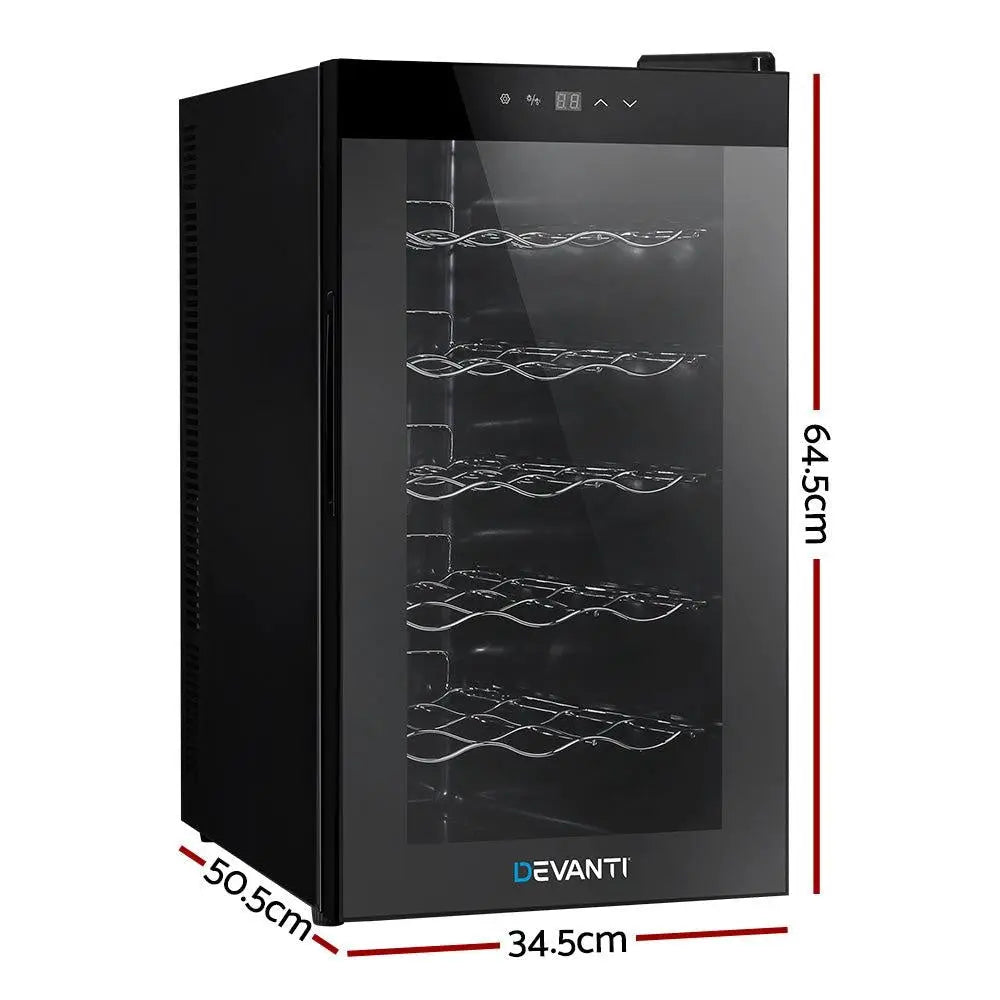 Devanti Wine Cooler 18 Bottles Glass Door Beverage Cooler Thermoelectric Fridge Black Deals499